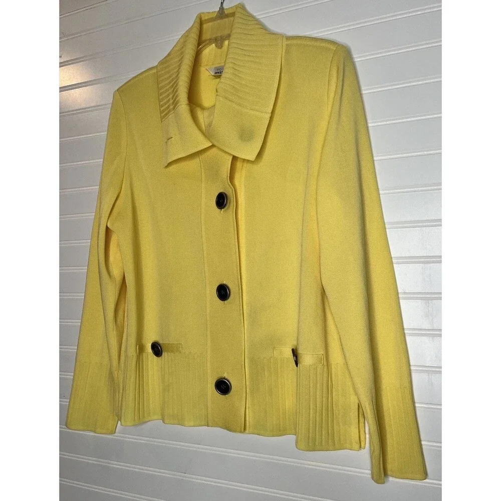Exclusively Misook- Match Cardigan Sweater Set Santana Knit Yellow Medium - Picture 4 of 16
